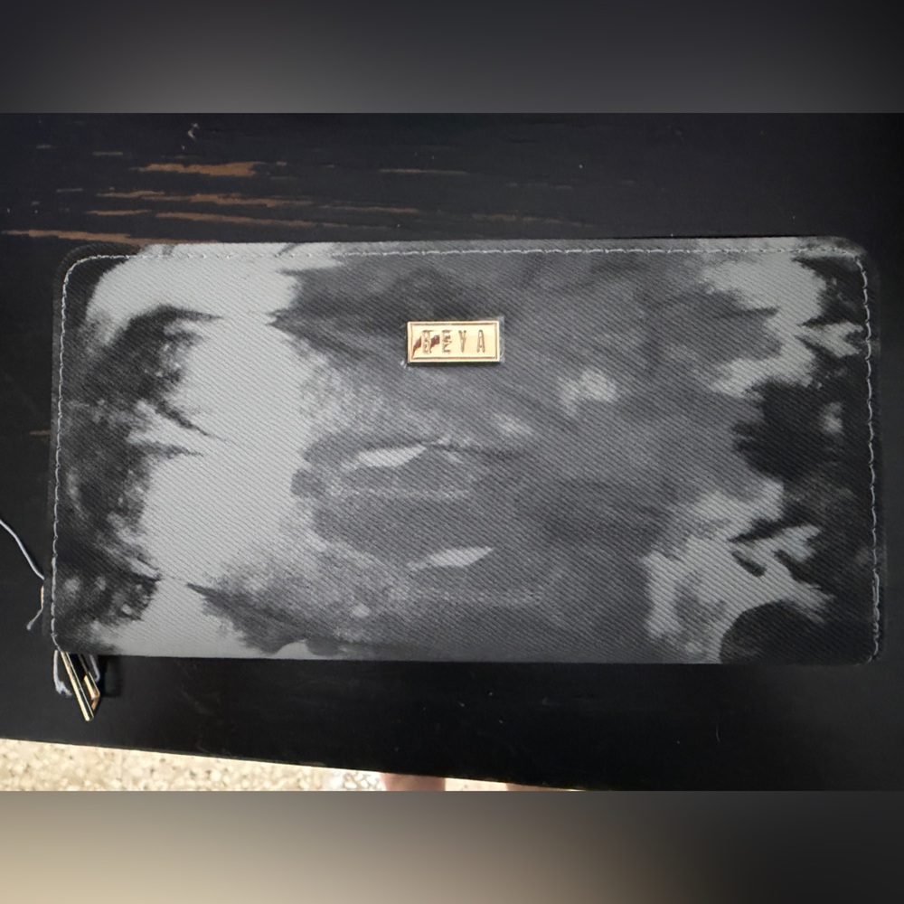 Beya Black and Gray Wallet with Gold Accent